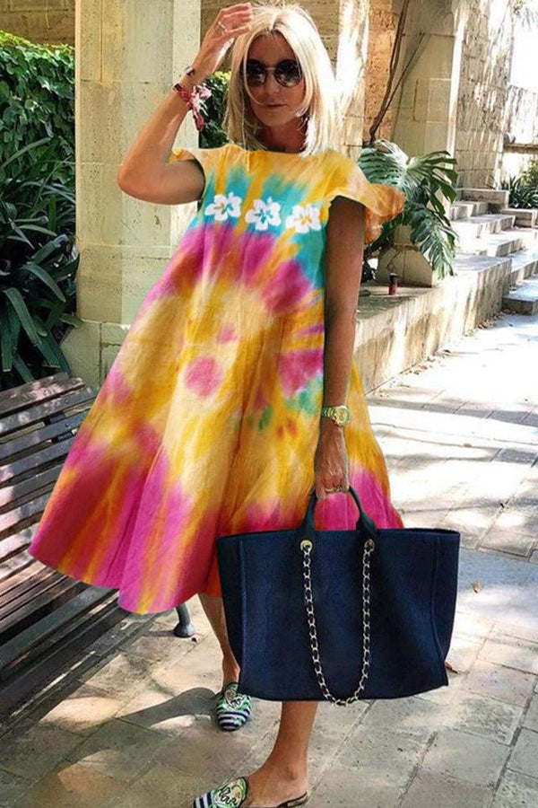 Levoire | Belle robe douce avec imprimé A-line Multicolore