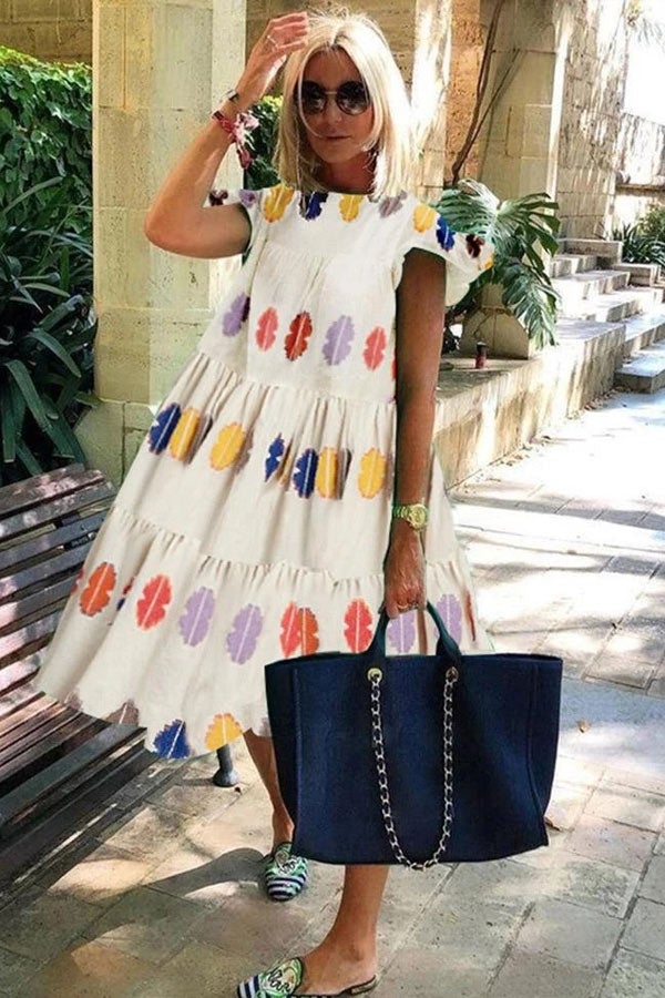 Levoire | Belle robe douce avec imprimé A-line Blanc