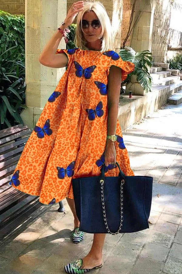 Levoire | Belle robe douce avec imprimé A-line Orange