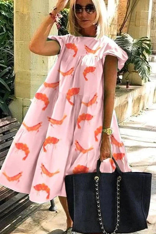 Levoire | Belle robe douce avec imprimé A-line Rose