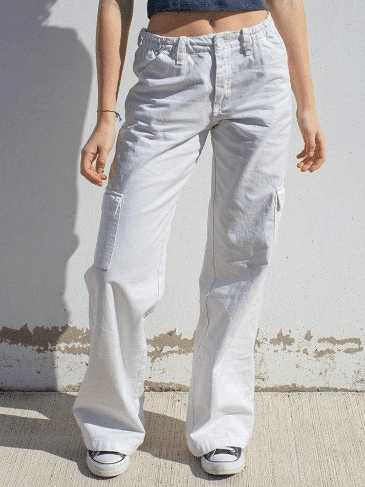 Levoire | Taille Basse Y2K Pantalon Droit Blanc