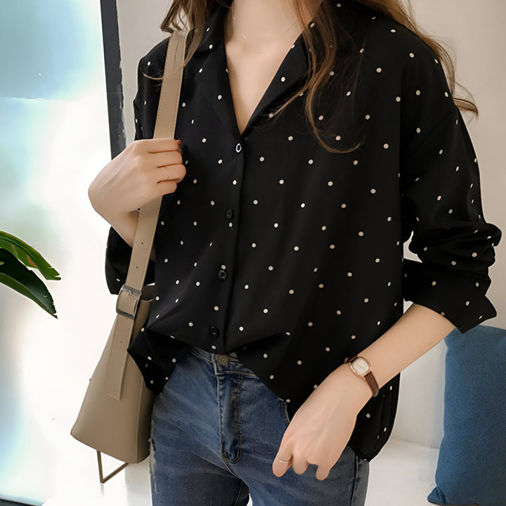 Levoire | Blouse Jouée Avec Pois Noir