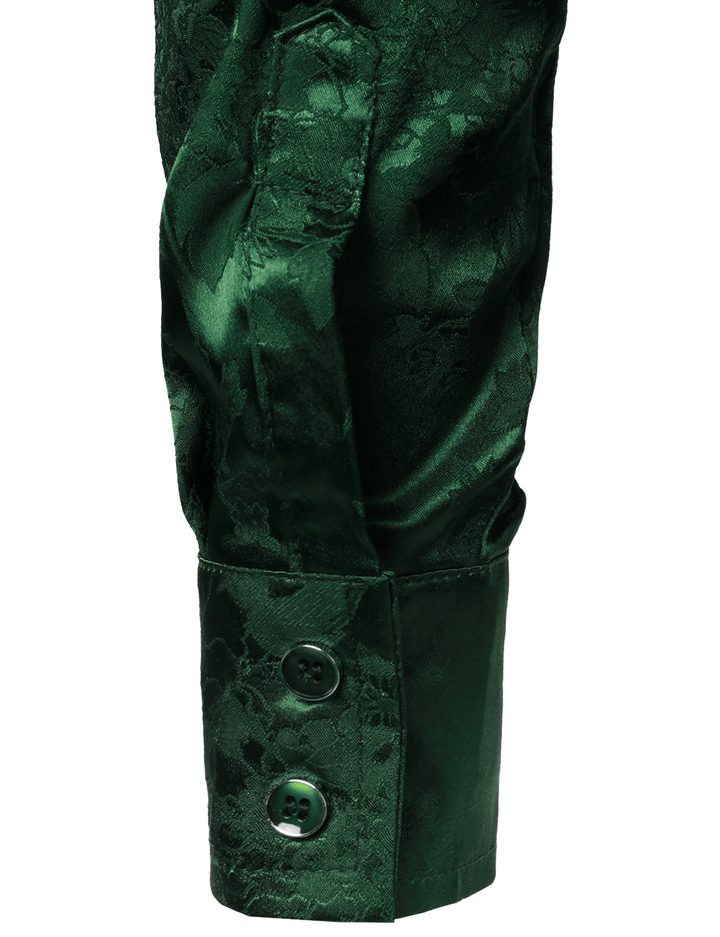 Levoire | Chemise Satin Verte Fleurs Homme