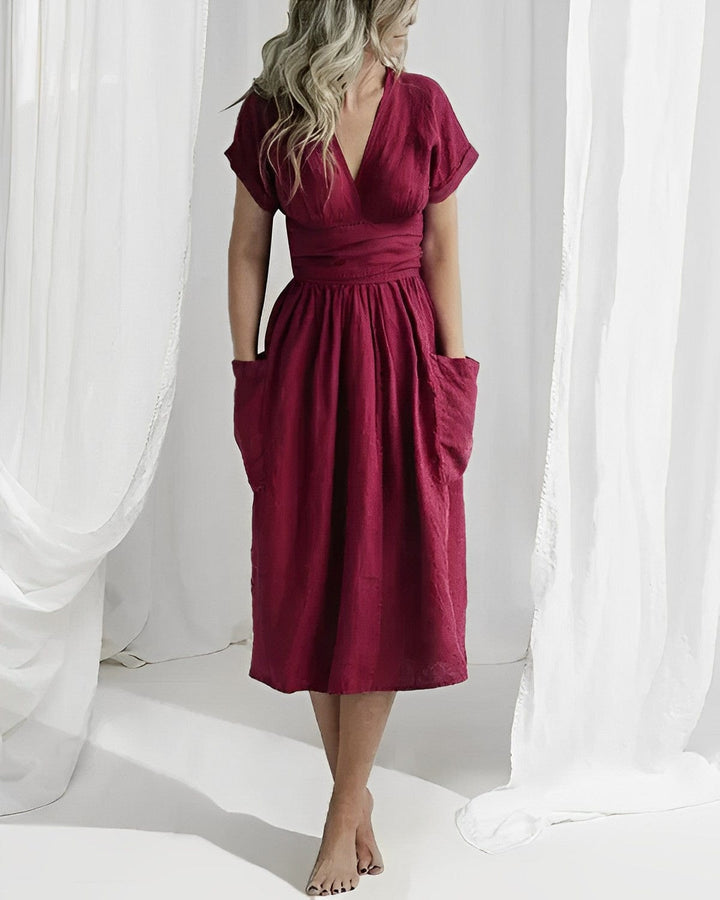 Levoire | Mode robe en lin élégante Bordeaux