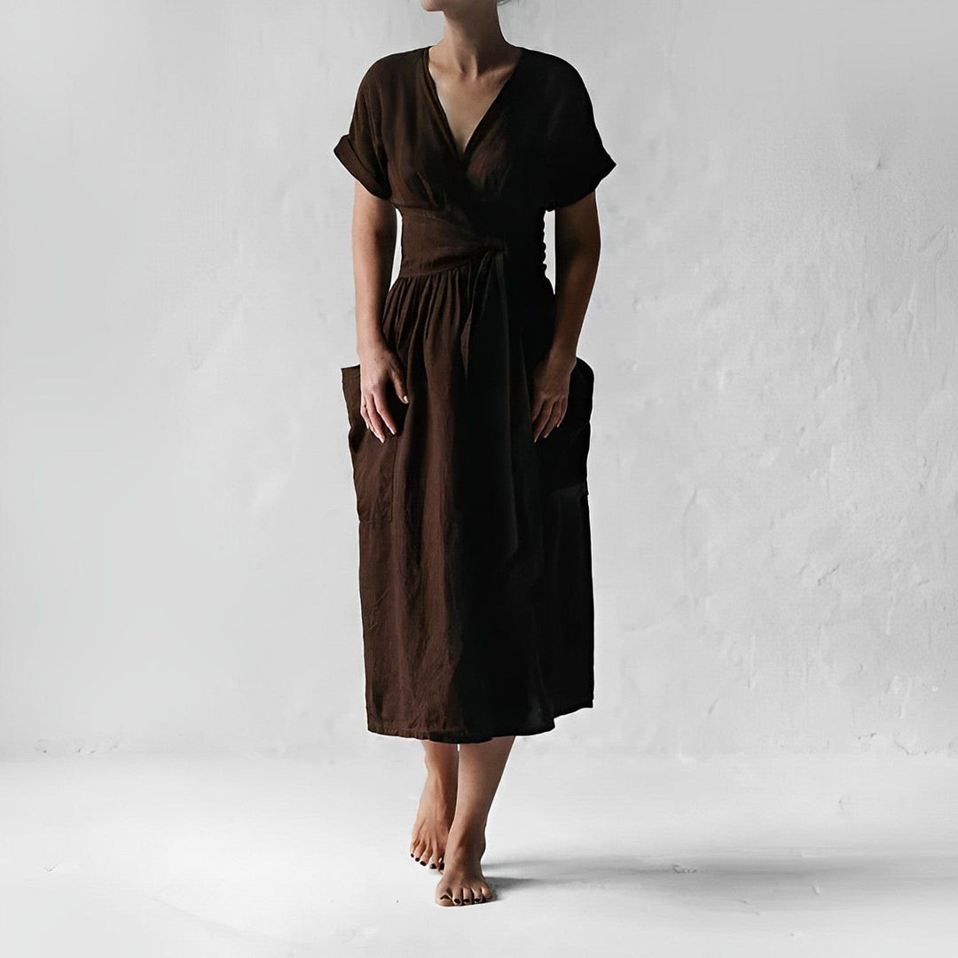 Levoire | Mode robe en lin élégante Marron
