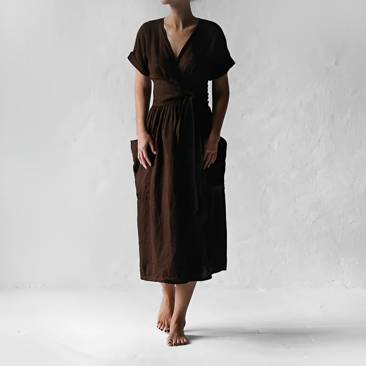 Levoire | Mode robe en lin élégante Marron