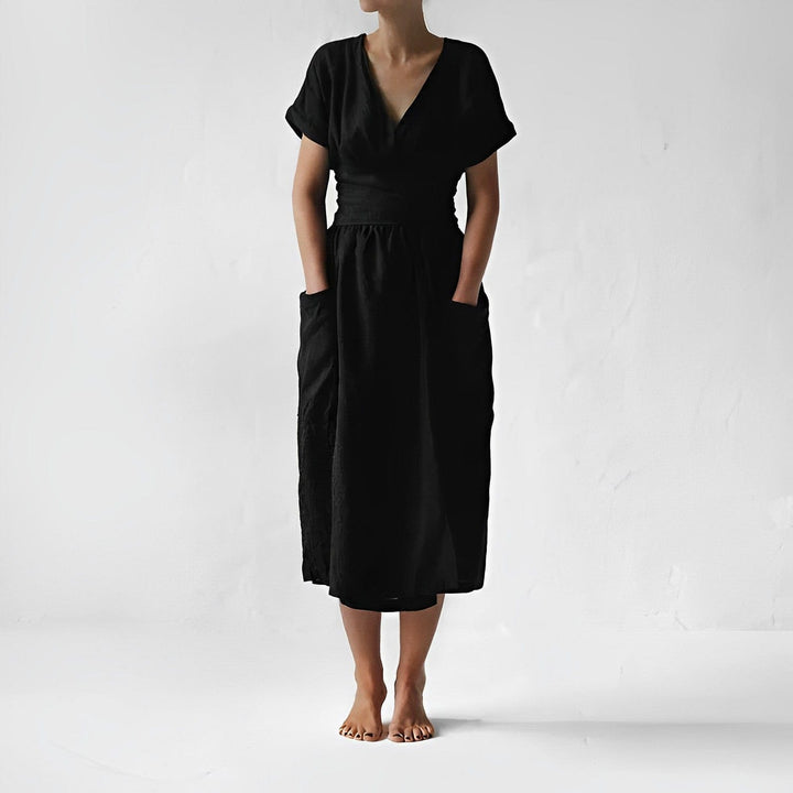 Levoire | Mode robe en lin élégante Noir