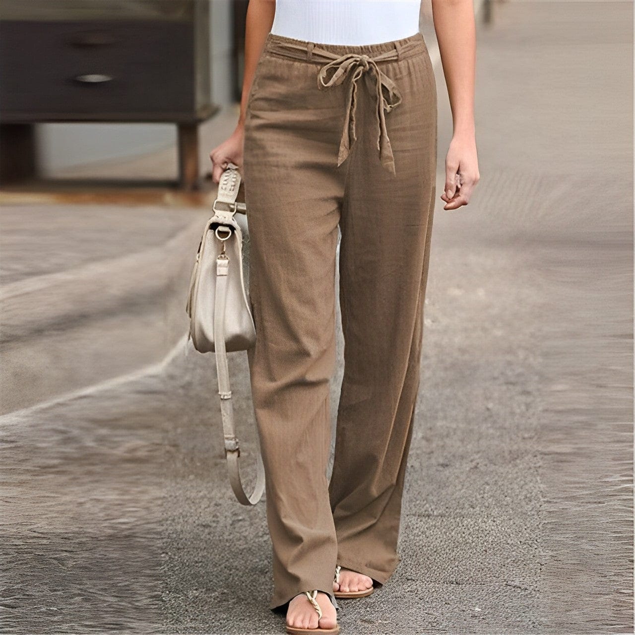 Levoire | Pantalon En Lin Femme - Pantalon En Lin Femme - Pantalon En Lin Femme Confortable Khaki