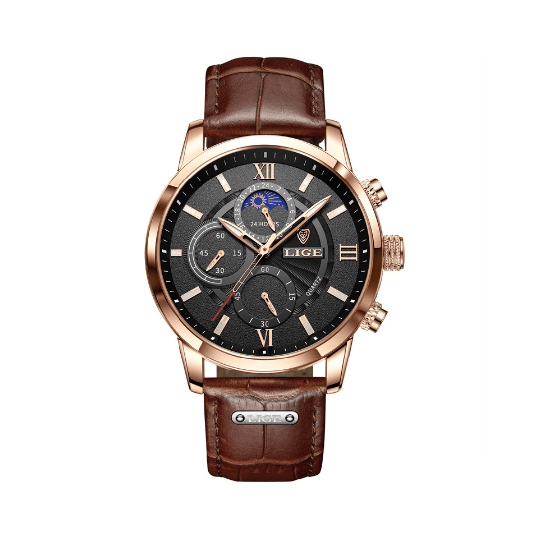 Levoire | Montre Étanche Classique Homme Brun Noir