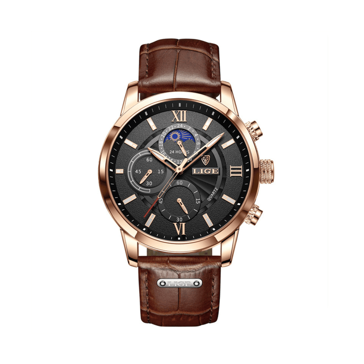 Levoire | Montre Étanche Classique Homme Brun Noir