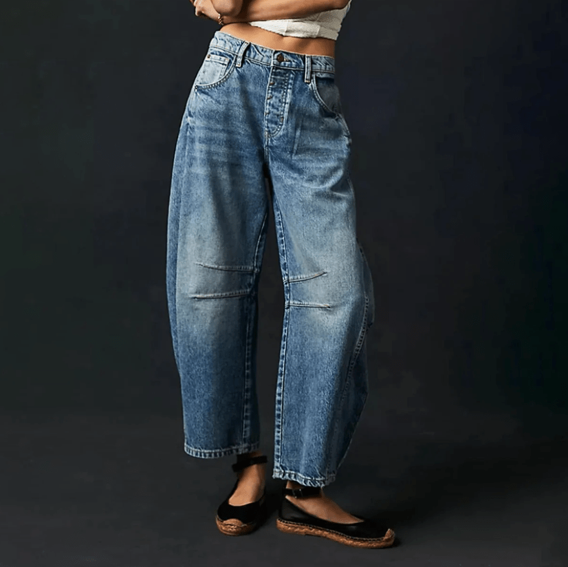Levoire | Jean Femme Ample Confort Tendance Design Bleu foncé