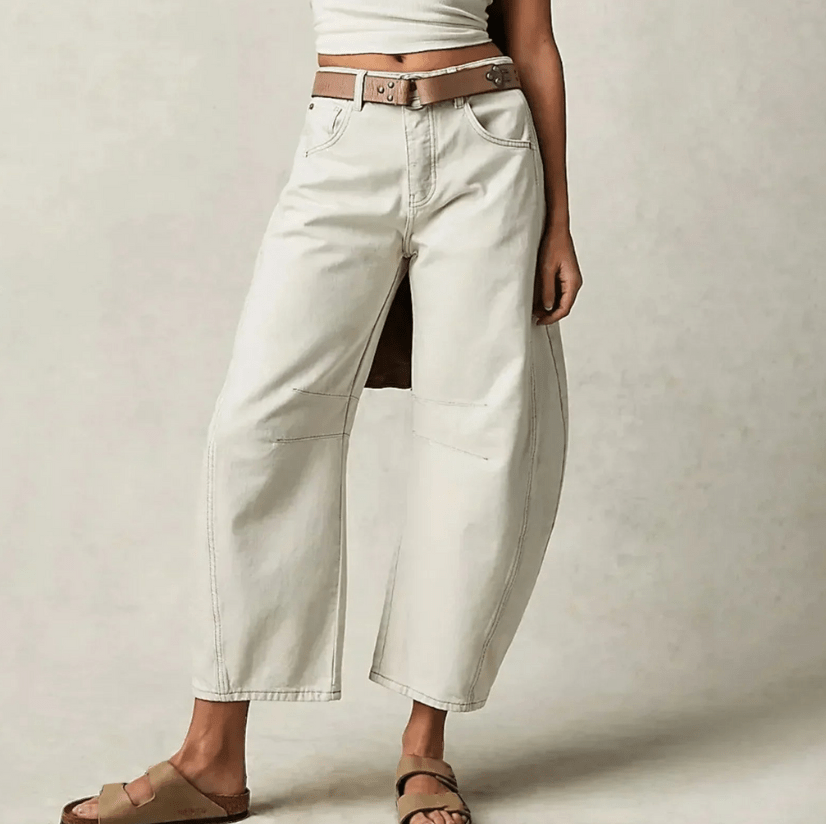 Levoire | Jean Femme Ample Confort Tendance Design Blanc