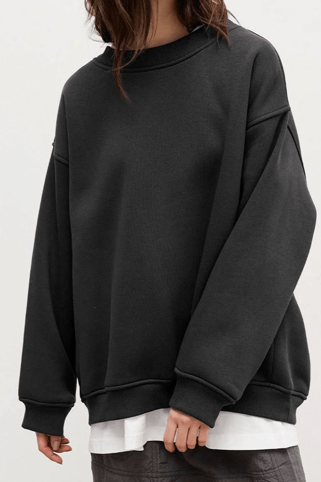 Levoire | Col rond surdimensionné pull femme pull gilet Gris foncé