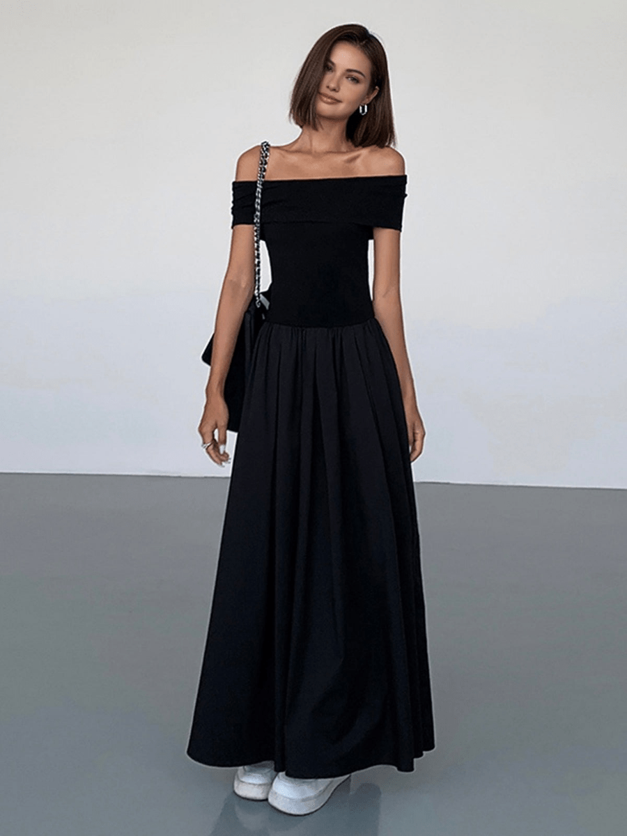 Levoire | Robe Maxi Décolletée Avec Élégance Intemporelle Robe Pour Femmes Noir