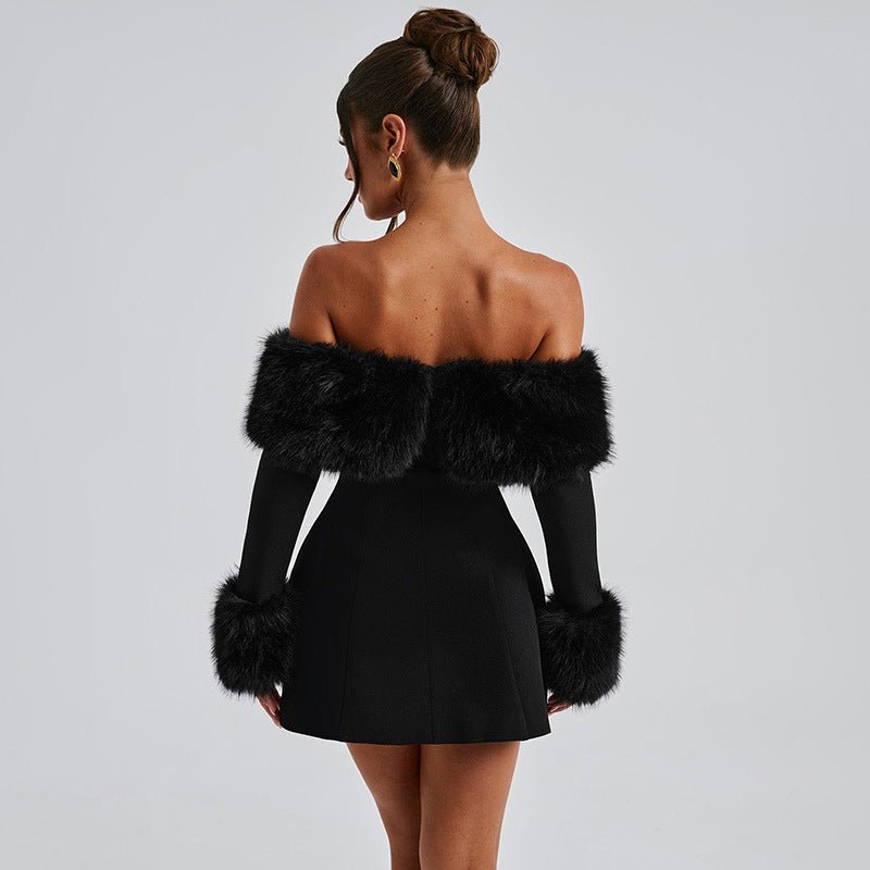 Levoire | Robe Femme En Velours À Épaules Avec Manches Longues