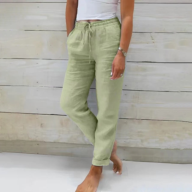 Levoire | Décontracté Pantalons D'Été Légers Pour Femmes En Effet Lin Vert