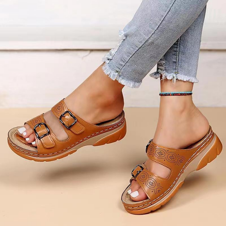 Levoire | Sandales En Cuir Orthopédiques Sandales Confortables Pour L'Été Braun