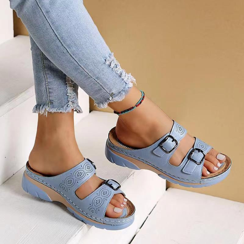 Levoire | Sandales En Cuir Orthopédiques Sandales Confortables Pour L'Été Bleu clair