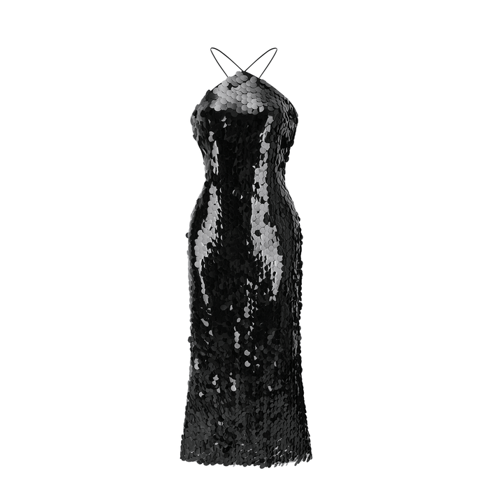 Levoire | Robe Midi Noire Ornée
