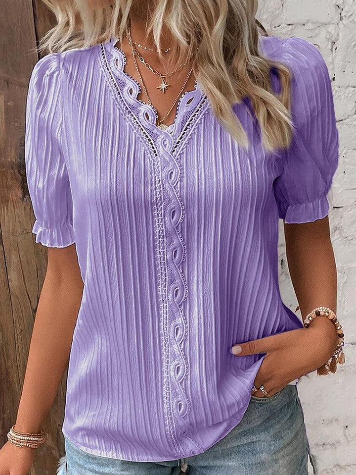 Levoire | T-Shirt Femme Col V Matériau Doux & Léger Lila