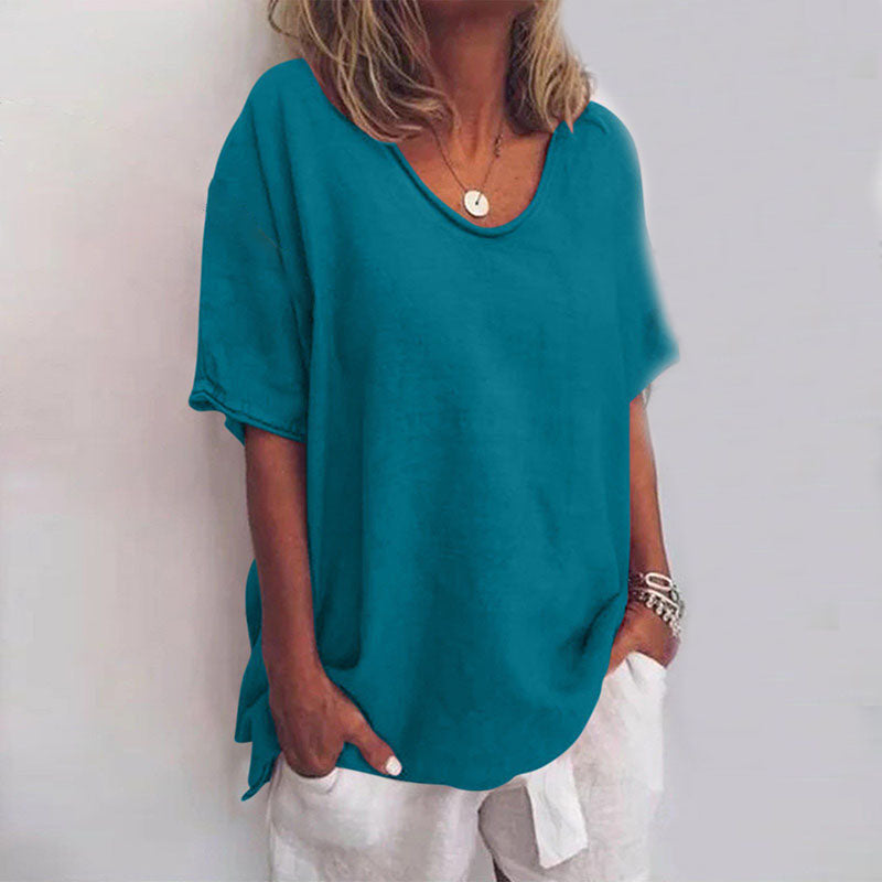 Levoire | Haut Polyvalent Avec Col En V Et Coupe Décontractée Bleu-vert