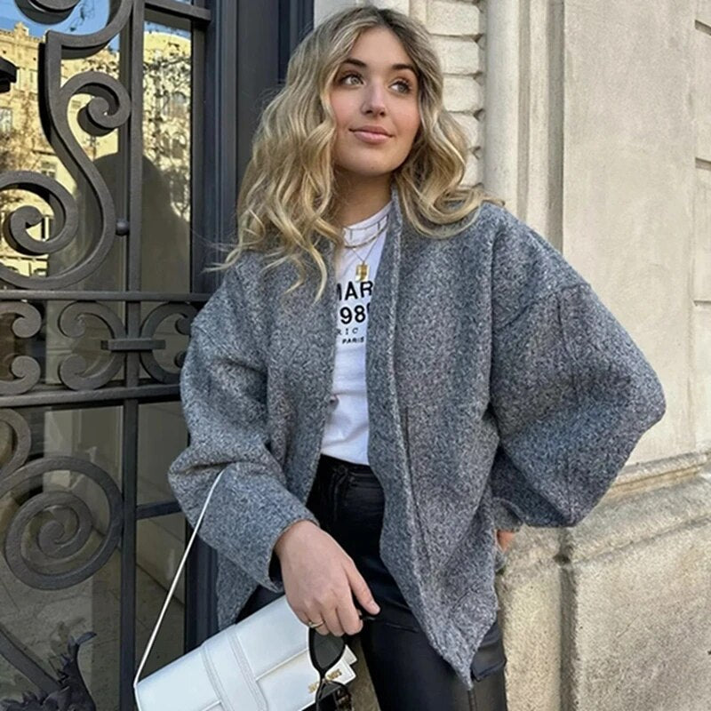 Levoire | Veste Bomber Décontractée Ample Gris