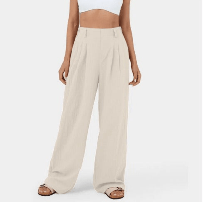 Levoire | Pantalon Femme Taille Haute Légère Confortable Kaki