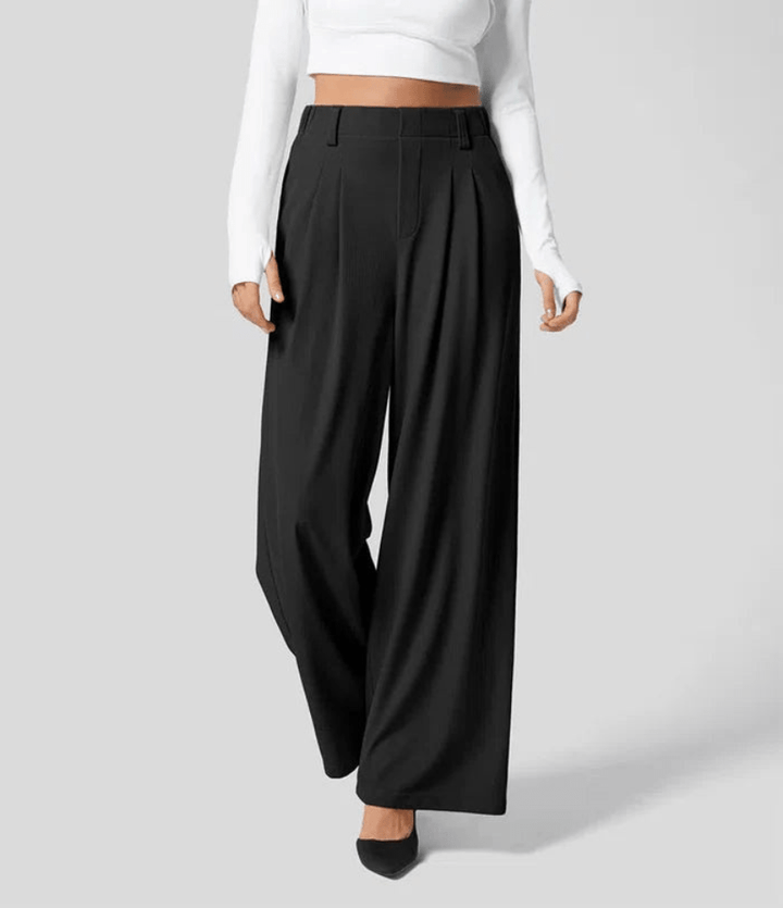 Levoire | Pantalon Femme Taille Haute Légère Confortable Noir