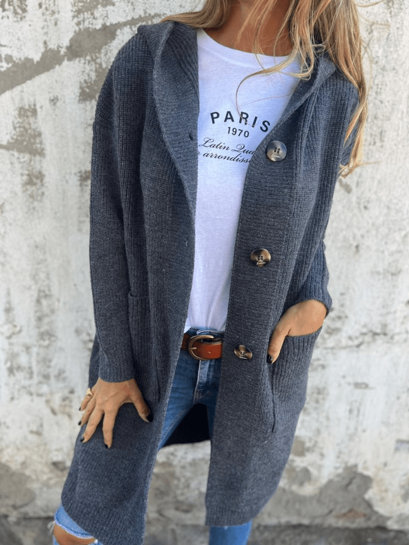 Levoire | Gilet Long à Capuche Tricoté Chaleureux & Confortable