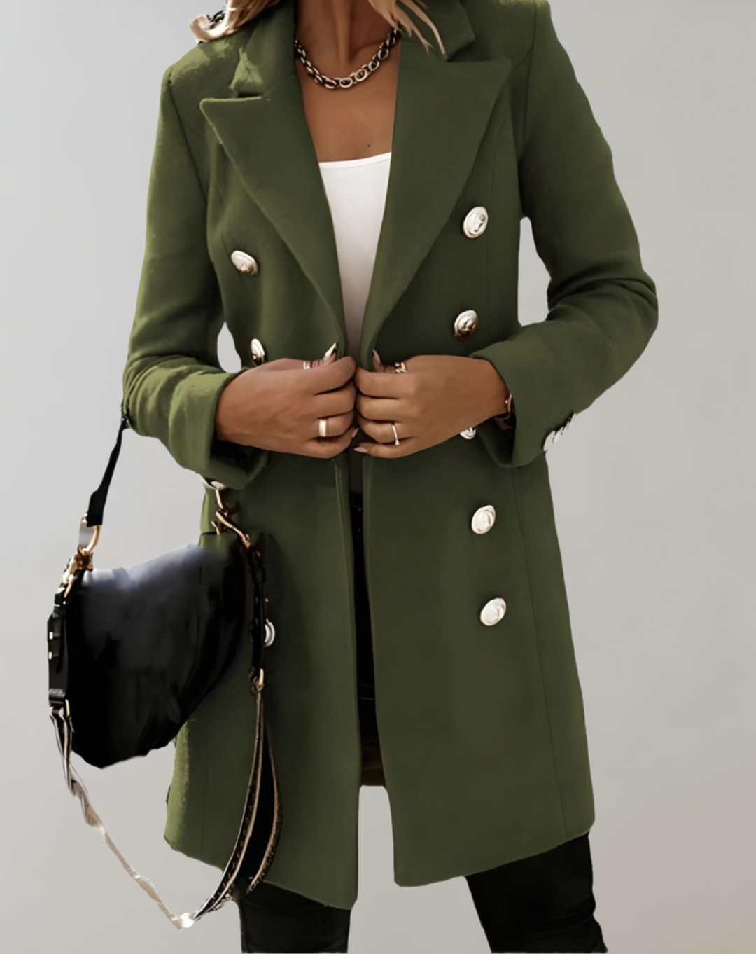 Levoire | Blazer Long Et Grande Taille Avec Gros Boutons Vert olive
