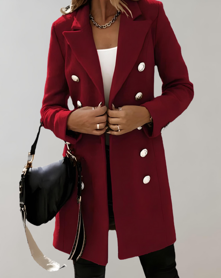 Levoire | Blazer Long Et Grande Taille Avec Gros Boutons Vin-Rouge