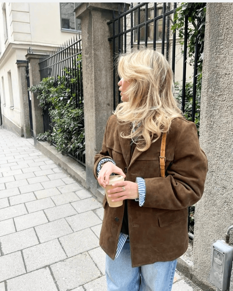 Levoire | Veste en daim dames veste brune mode vintage