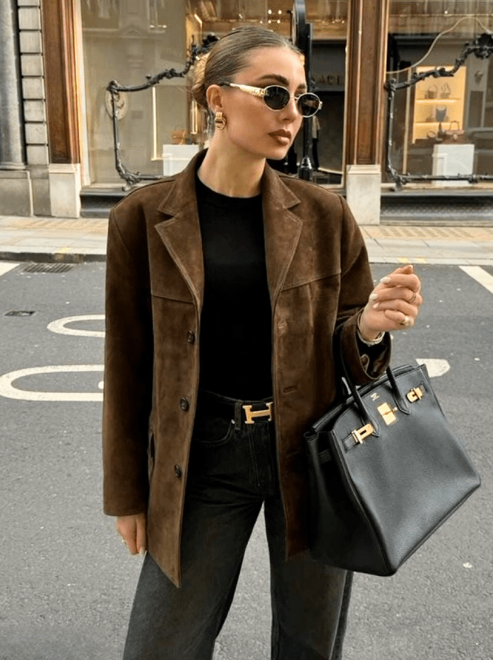 Levoire | Veste en daim dames veste brune mode vintage