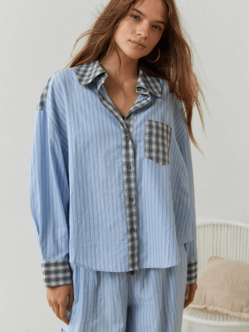 Levoire | Femmes Luxe Rétro Ensemble de Pyjama 2 Pièces pour Confort et Style Bleu
