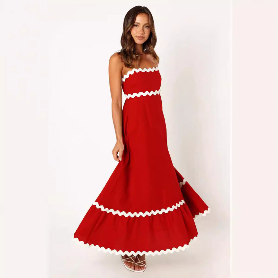 Levoire | Robe Longue Kapri En Contraste Rot