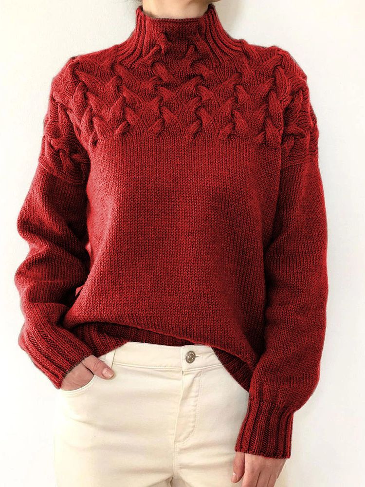 Levoire | Pull En Tricot Avec Col Montant Et Gros Motif En Tricot Rot