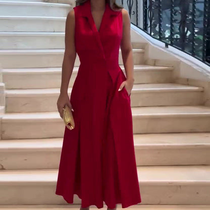 Levoire | Robe Midi Avec Décolleté En V Élégant Rot
