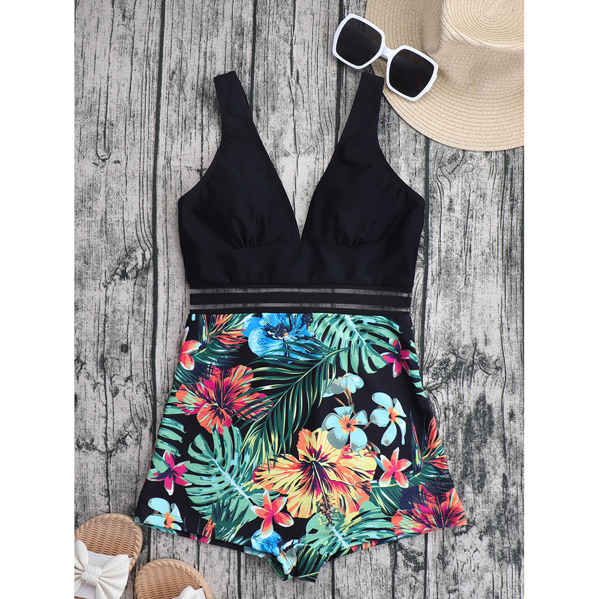 Levoire | Maillot De Bain Avec Imprimé Tropical Et Shorts Courts