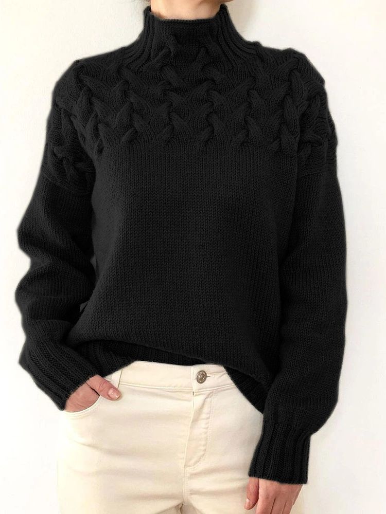 Levoire | Pull En Tricot Avec Col Montant Et Gros Motif En Tricot Noir