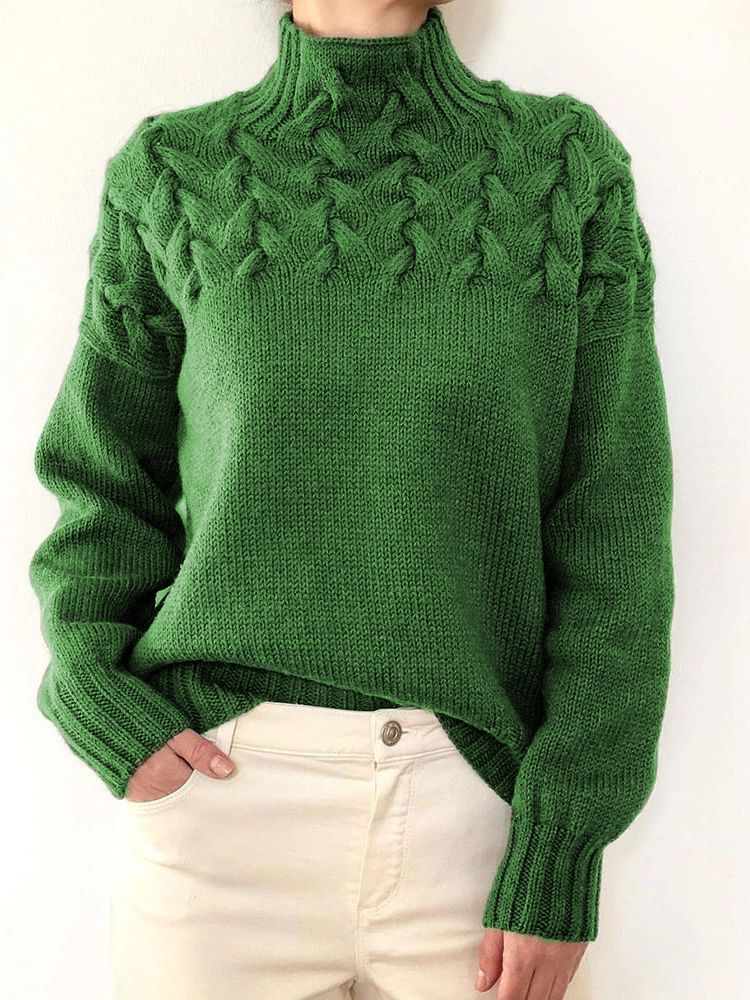 Levoire | Pull En Tricot Avec Col Montant Et Gros Motif En Tricot Vert