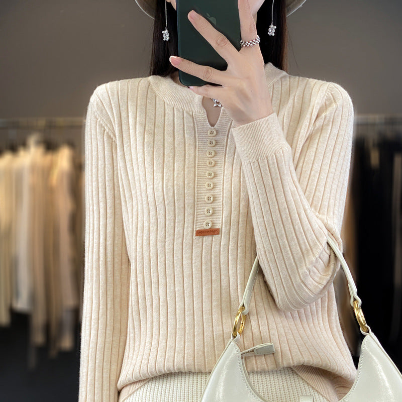 Levoire | Pull En Tricot Avec Décolleté En V Beige