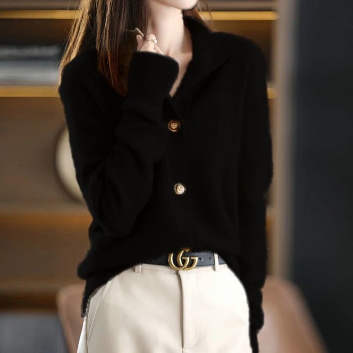 Levoire | Élégante, Confortable Et Douce Veste En Tricot Noir