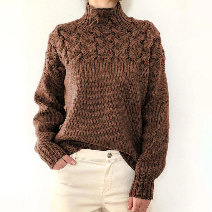Levoire | Pull En Tricot Avec Col Montant Et Gros Motif En Tricot Braun