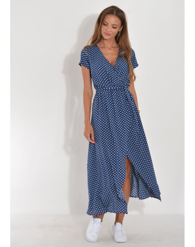 Levoire | Robe À Fleurs Tendance Avec Décolleté En V Bleu