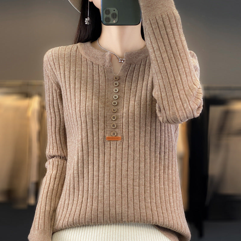 Levoire | Pull En Tricot Avec Décolleté En V Khaki