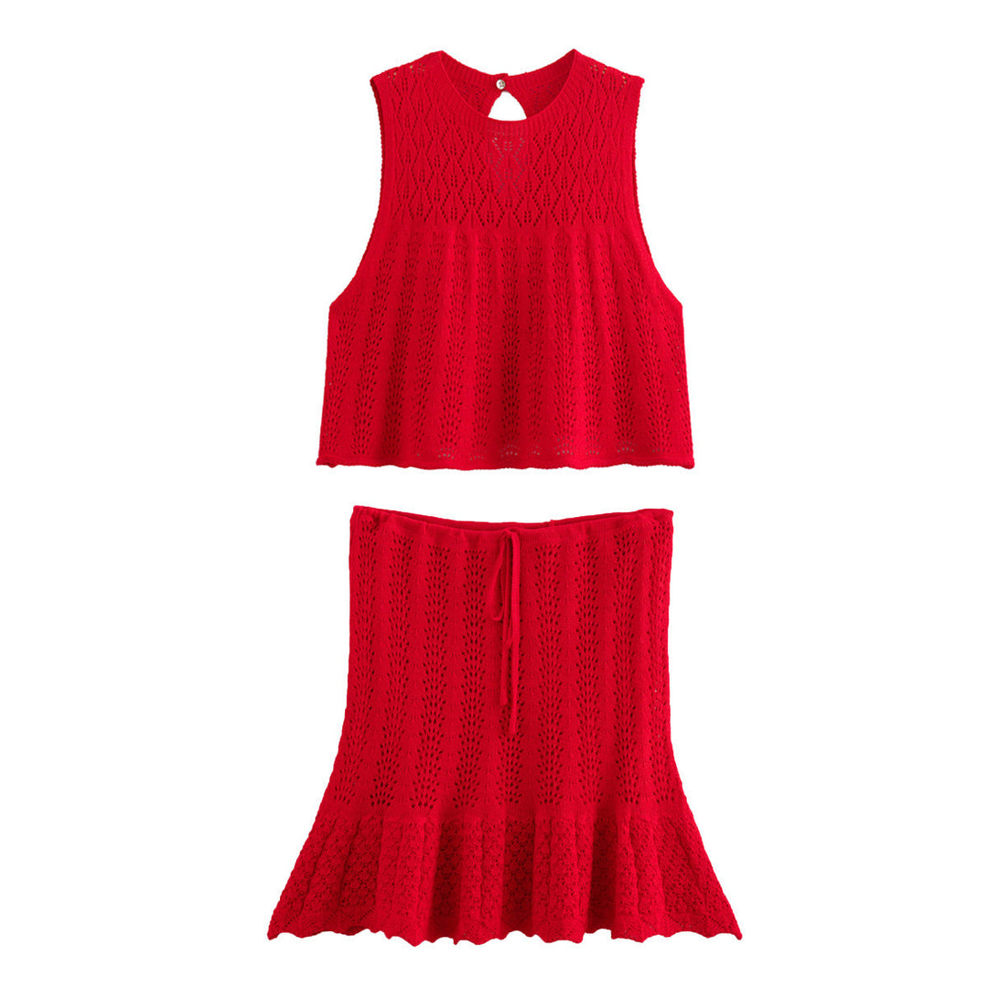 Levoire | Ensemble Complet Haut Et Jupe En Tricot D'Adriana Rot