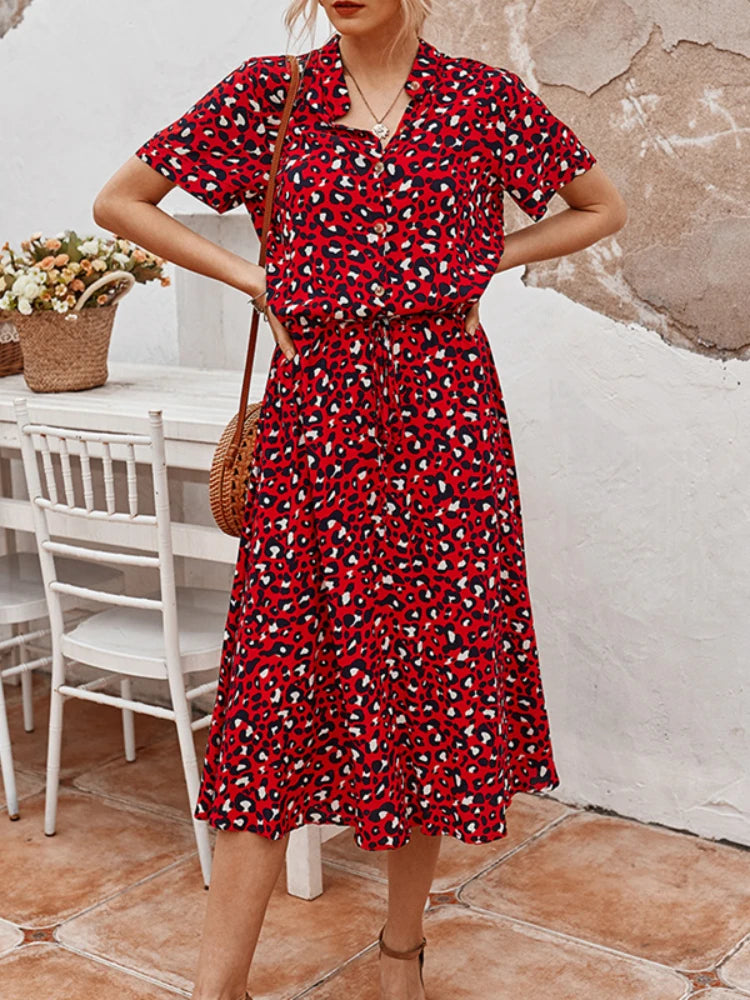 Levoire | Robe D'Été Midi Style Bohémien Rot