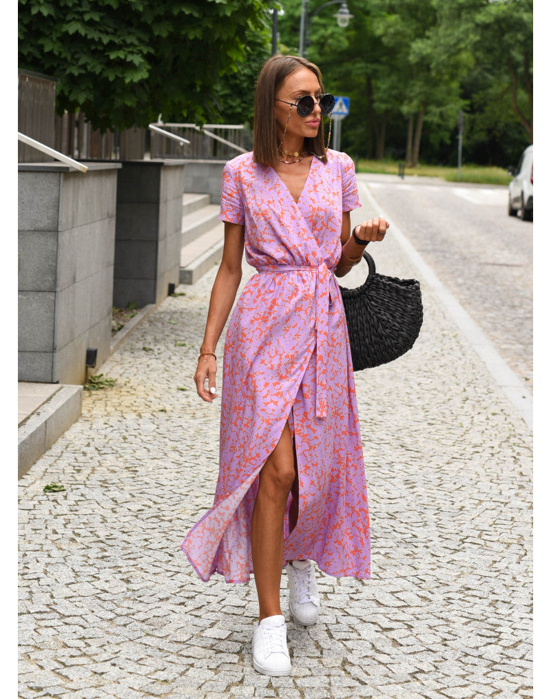 Levoire | Robe À Fleurs Tendance Avec Décolleté En V Rose clair
