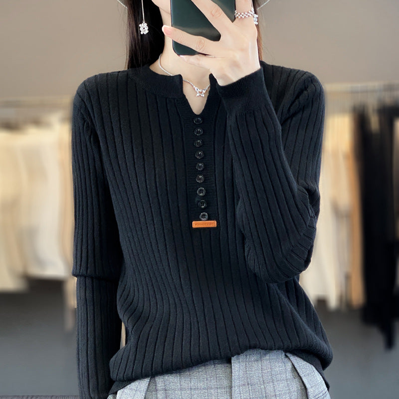 Levoire | Pull En Tricot Avec Décolleté En V Noir