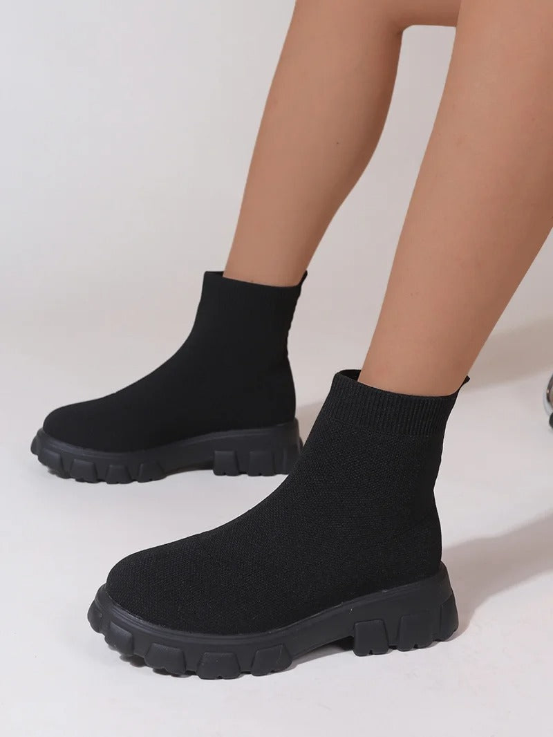 Levoire | Bottes En Filet Tendance Et Confortables Avec Semelle Haute Pour Femmes Noir